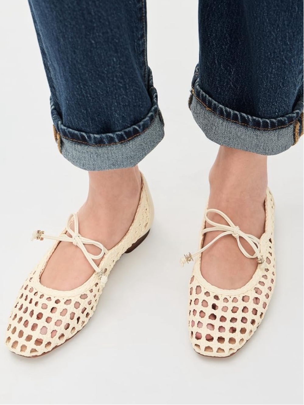Sam Edelman Marcie woven Cream Lace-Up Flats 6